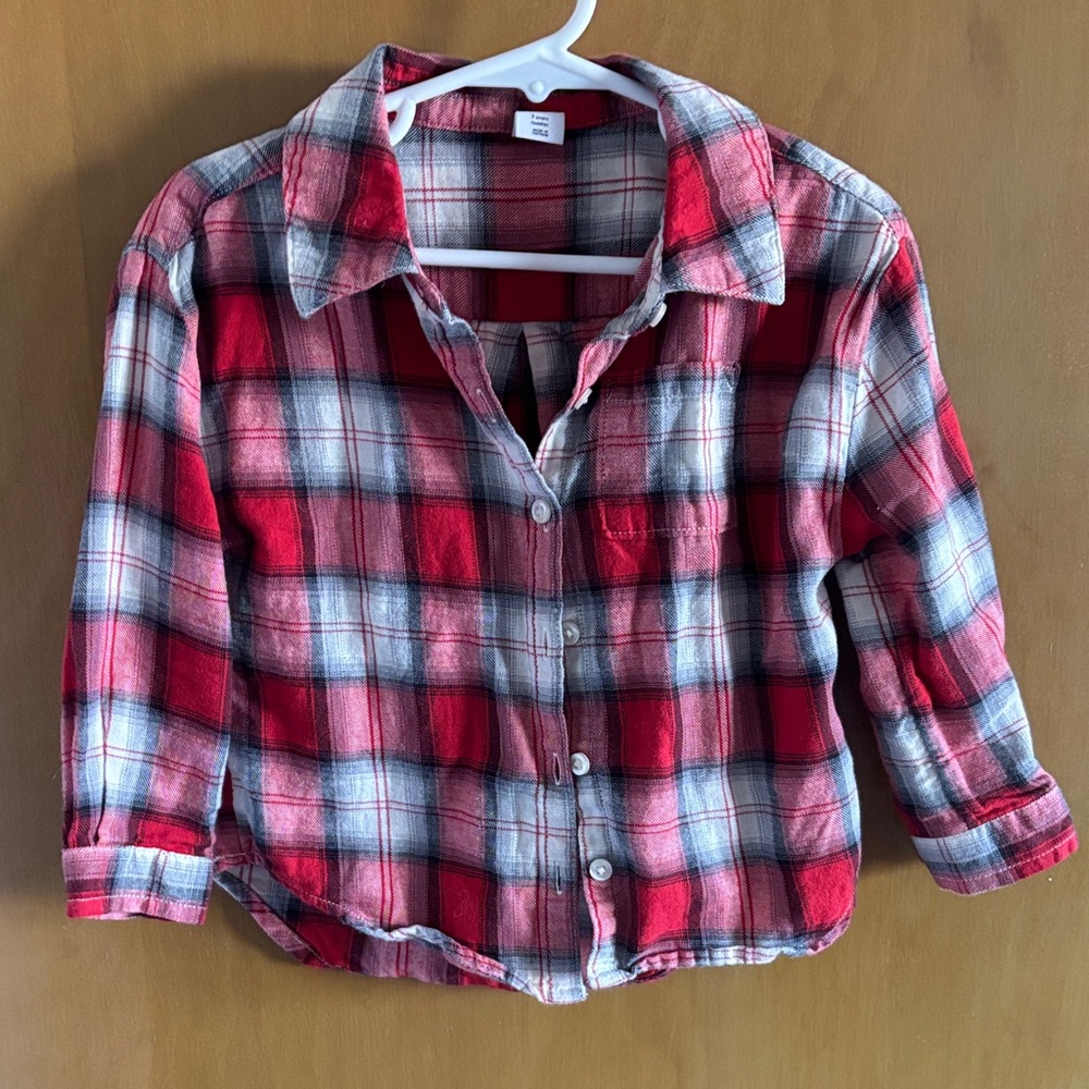 GAP Red Plaid Kids Button Down Shirt